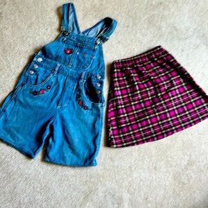 5/20🔴 Bundle Denim Blue Bib Jumpsuit Shorts Jean Ramper/Plated Skirt Sz5/6 Girl